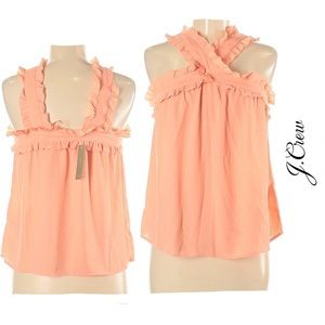 J.Crew Peach Criss-Cross Ruffle Top